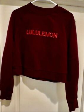 lululemon athletica Women's Burgundy Crop Sweatshirt Scuba Oversized Pullover